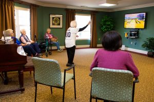103 Year Resident Plays Wii Bowling at Village at Unity