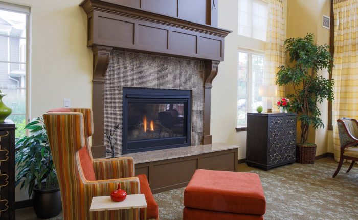 Lobby Fireplace at The Village at Mill Landing