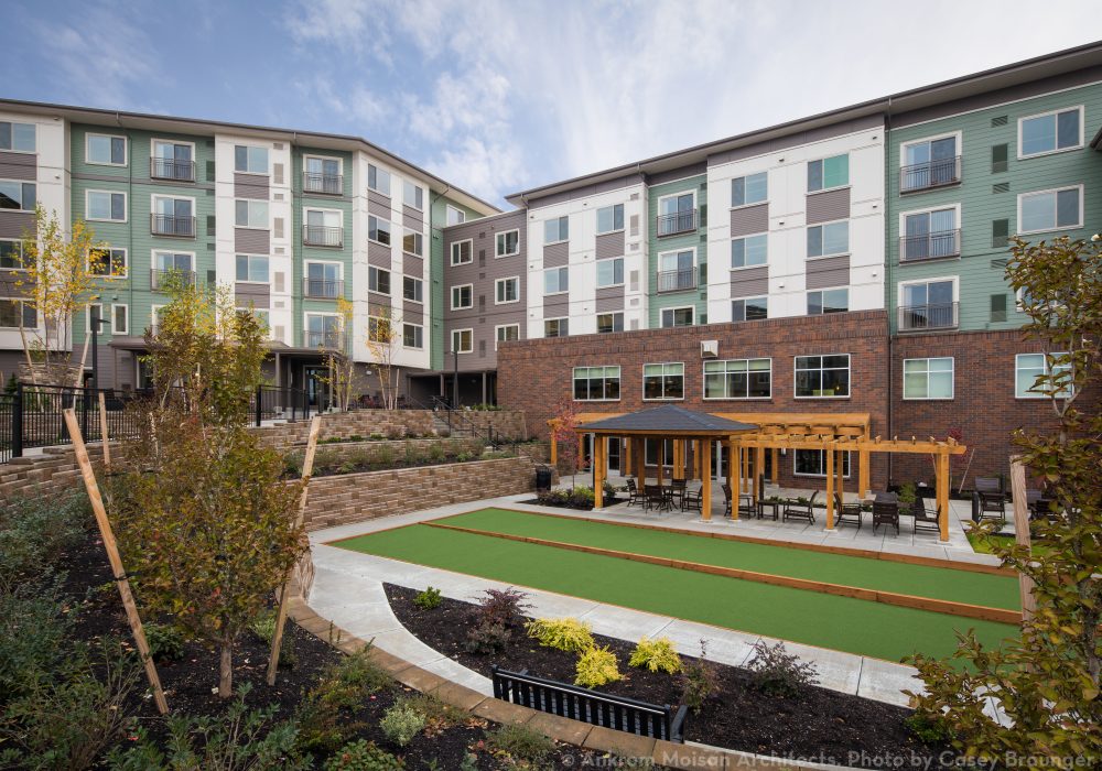 Bocce Courts and Patio at The Ackerly at Timberland