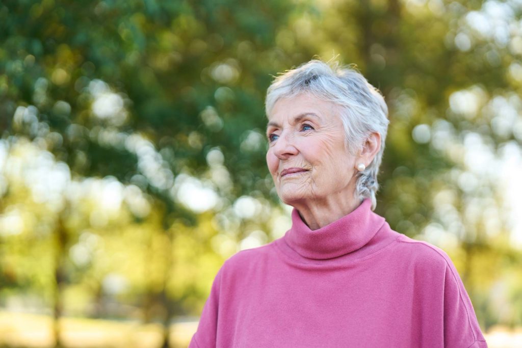 Woman outside walking