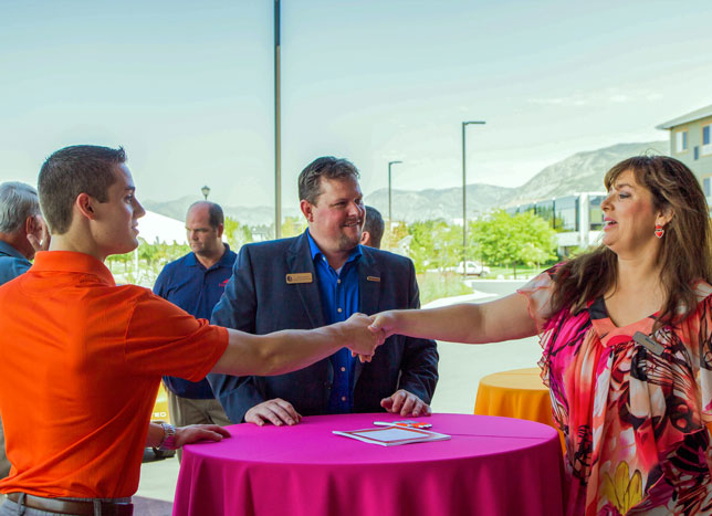 Leisure Care staff greeting intern