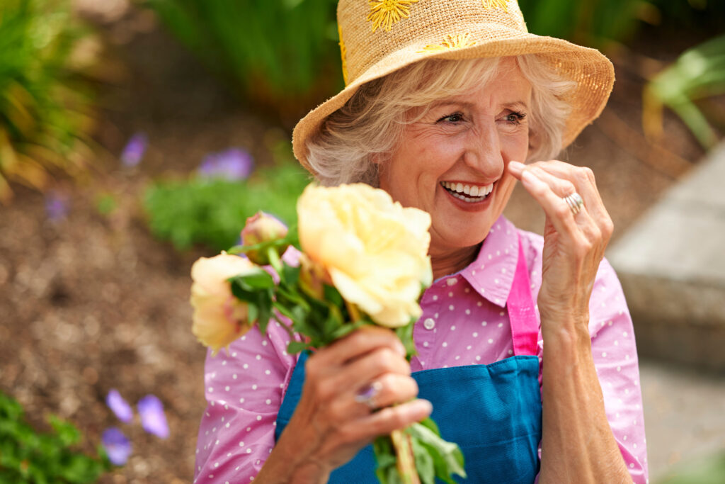 Older woman in garden