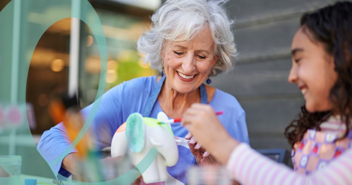 Older Woman Painting with Child